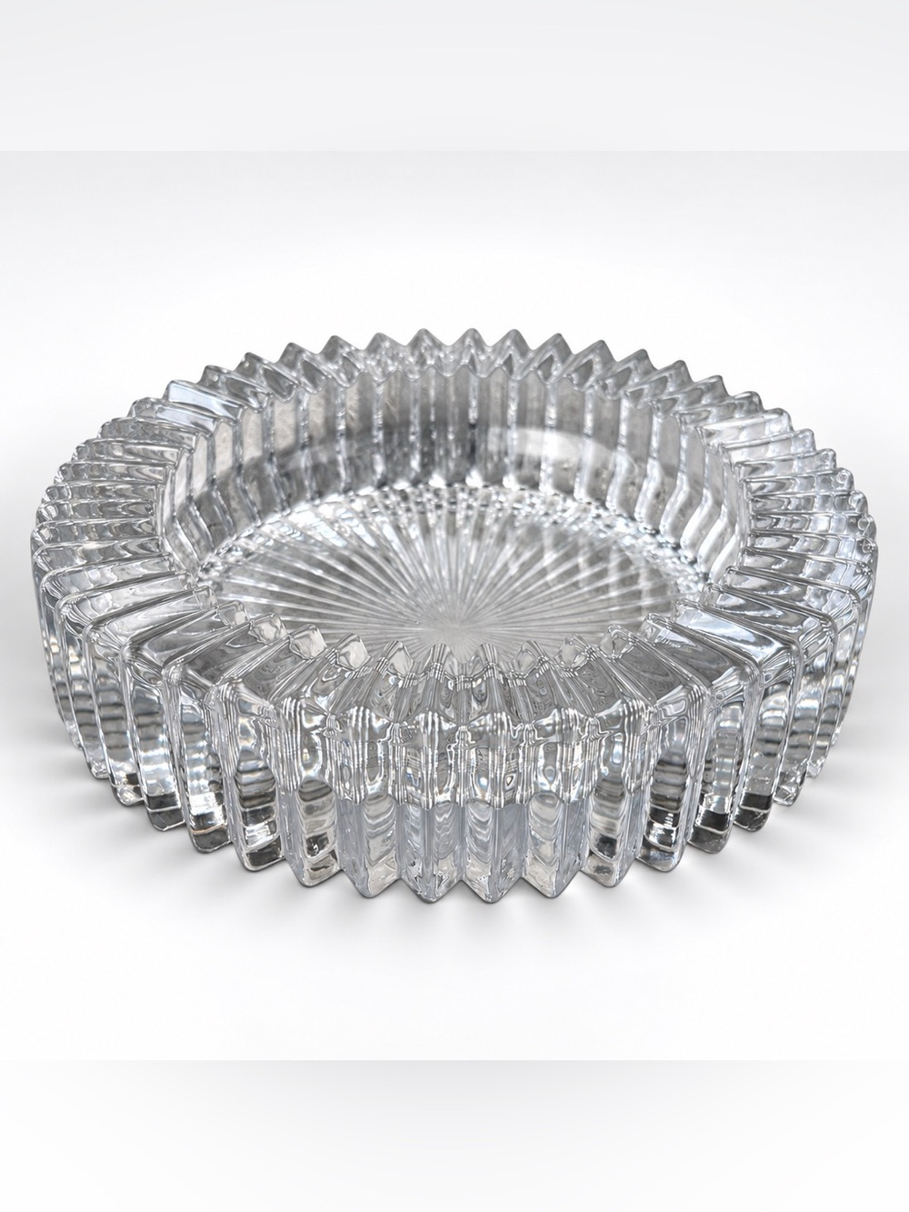 VTG Mikasa Diamond Fire Crystal Clear 6” Round Candy Serving Dish Starburst